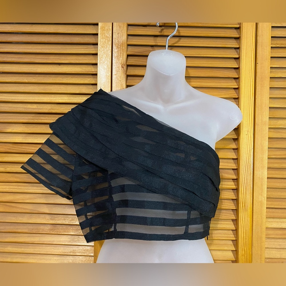 Sheer, one-shoulder crop top by Urban Outfitters